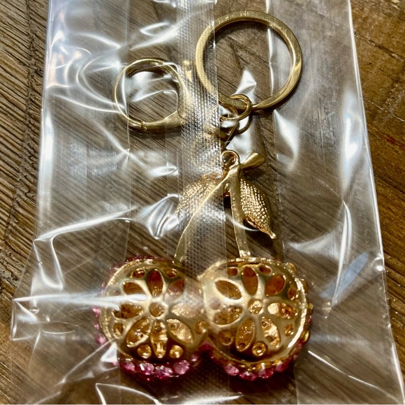 Pink Rhinestone “Cherry” Keychain / Bag Charm - Picture 3 of 4